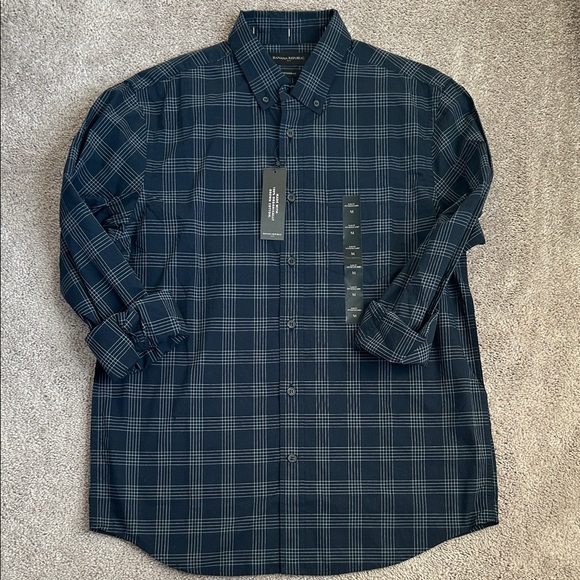 Men's Banana Republic Navy Plaid Shirt - Picture 1 of 4